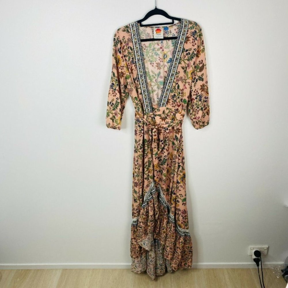 Farm Rio Women's Size Small Maxi Long Wrap Dress - Picture 4 of 9
